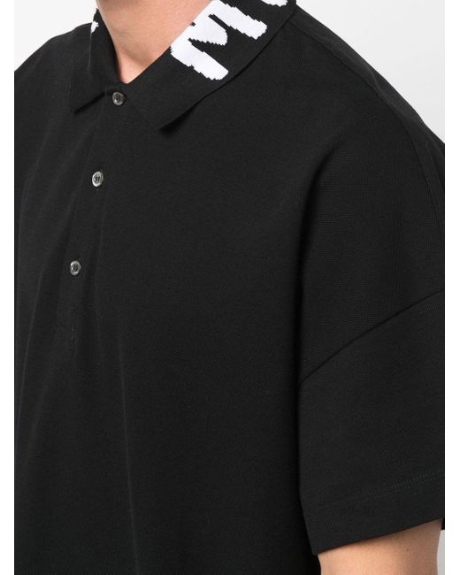 Alexander McQueen Black Graffiti Collar Logo Oversized Polo for men