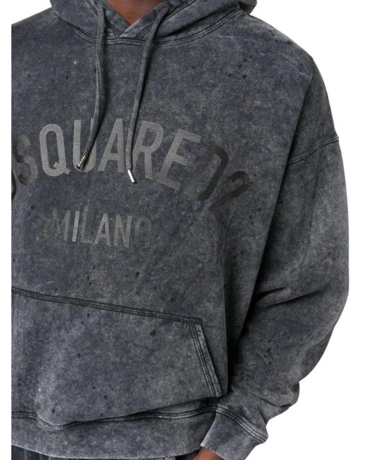 DSquared² Gray Milano Logo Faded Hoodie for men