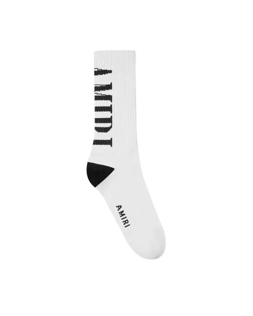 Amiri White Vertical Logo Socks for men