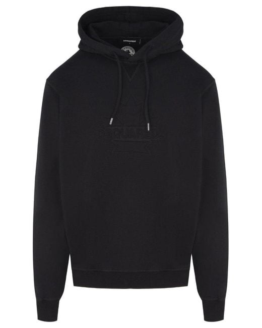 DSquared² Blue Cool Fit Embossed Maple Leaf Logo Hoodie for men