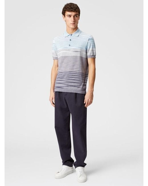 Missoni Blue Slub Pattern Polo for men