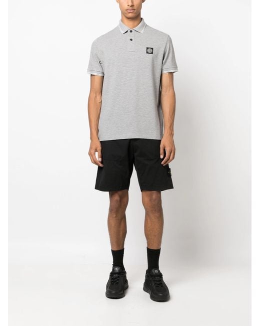 Stone Island Gray Compass Patch Logo Polo for men