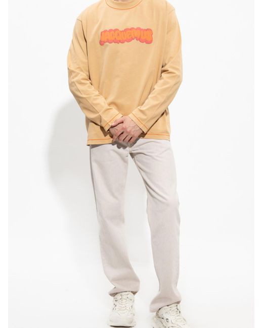 Jacquemus White Pate A Modeler Print Logo Paste Le Long Sleeved T-Shirt for men