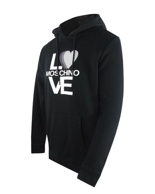 Love Moschino Black Iconic Bold Logo Hoodie for men