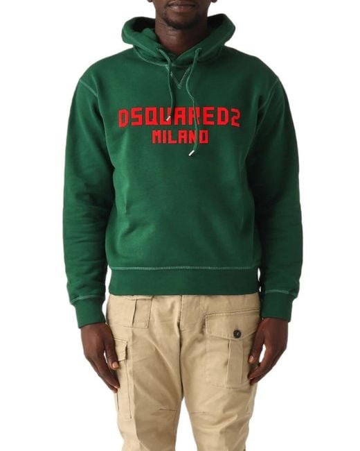 DSquared² Green Milano Logo Hoodie for men