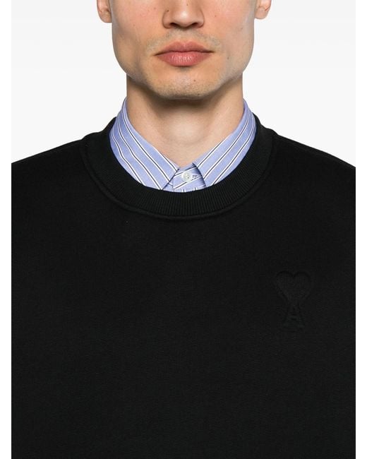 AMI Black Ami De Coeur Embossed Logo Sweatshirt for men