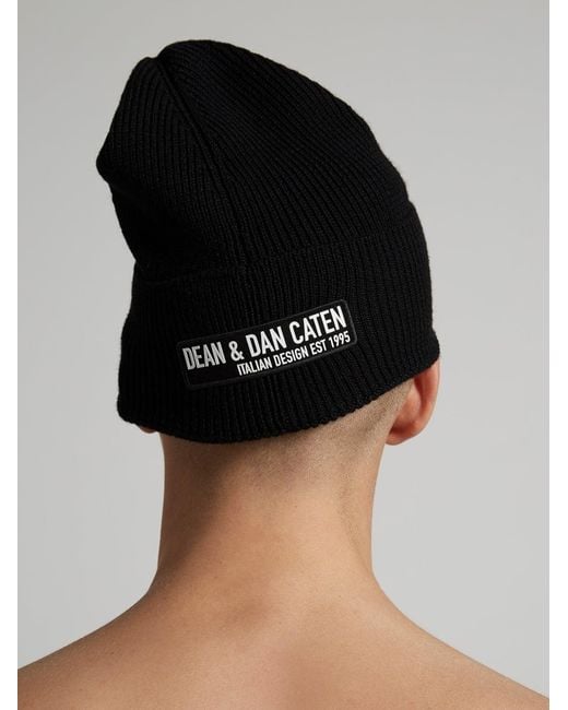 DSquared² Black Icon Beanie for men