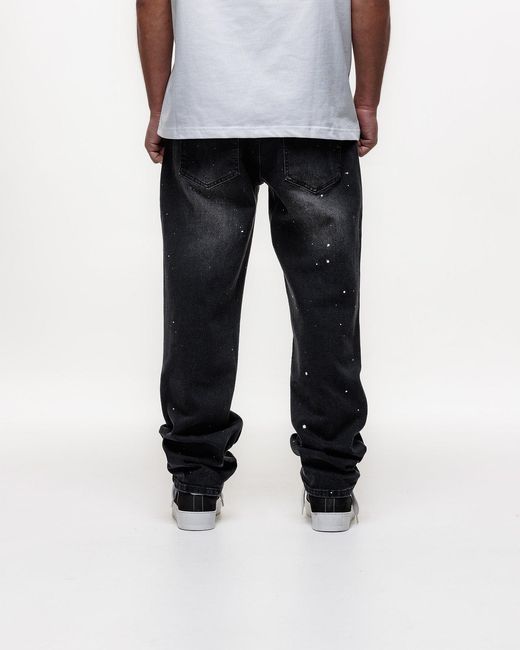 Magrit Gray Core Painted Straight Jeans for men