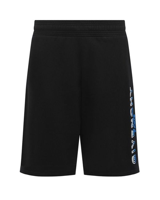 Givenchy Black Paris Gradient Logo Embroidered Sweat Shorts for men