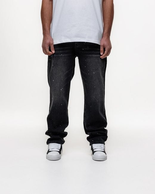 Magrit Gray Core Painted Straight Jeans for men