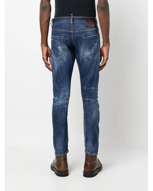 DSquared² Blue 1964 Patch Distressed Slim Jeans Denim for men