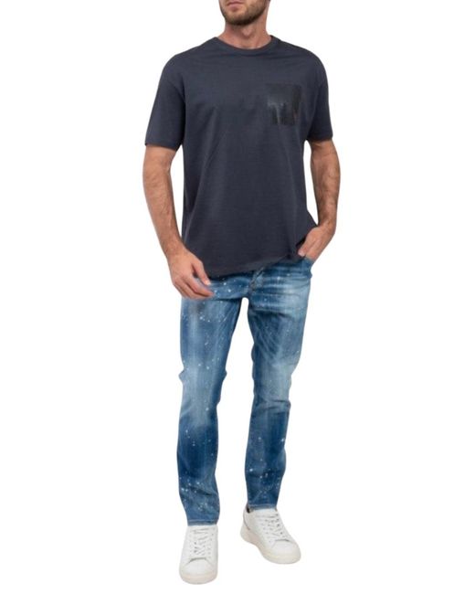DSquared² Blue Bleach Paint Splatter Jeans for men