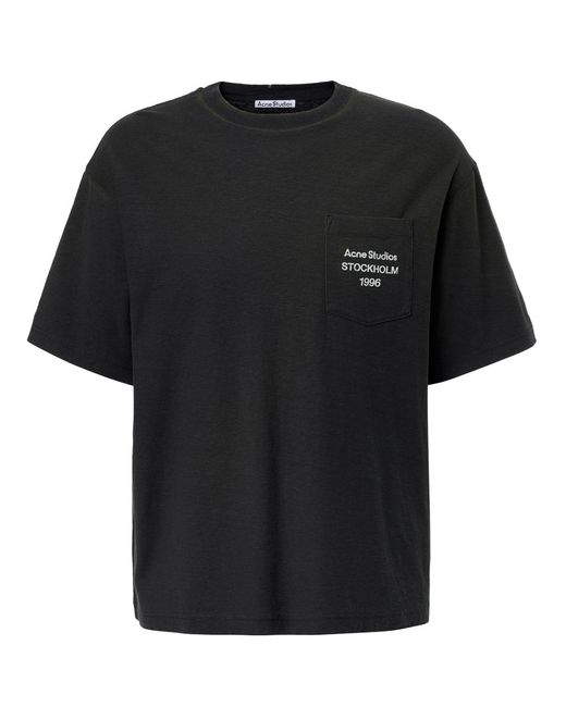 Acne Black Stockholm Logo Pocket T-Shirt for men
