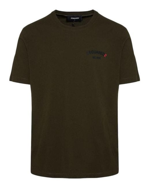 DSquared² Green Rubber Logo Military T-Shirt for men