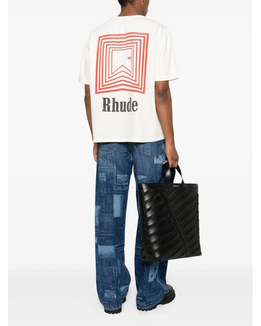 Rhude White Chevron Repeat Logo T-Shirt for men