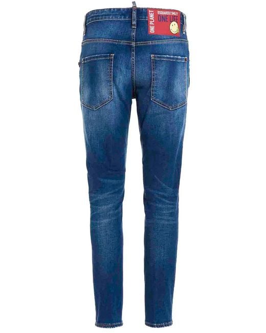 DSquared² Blue One Life One Planet Smiley Jeans for men