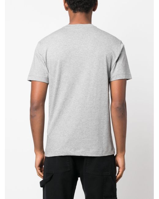 Stone Island Gray Compass Appliqué Cotton T-Shirt for men