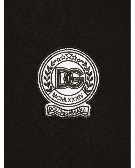 Dolce & Gabbana Black Roman Numerals Crest Embroidered Logo T-Shirt for men
