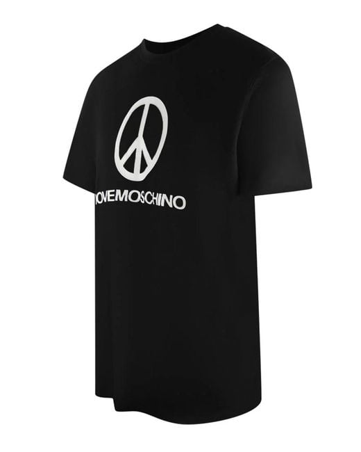 Love Moschino Black Peace Logo T-Shirt for men