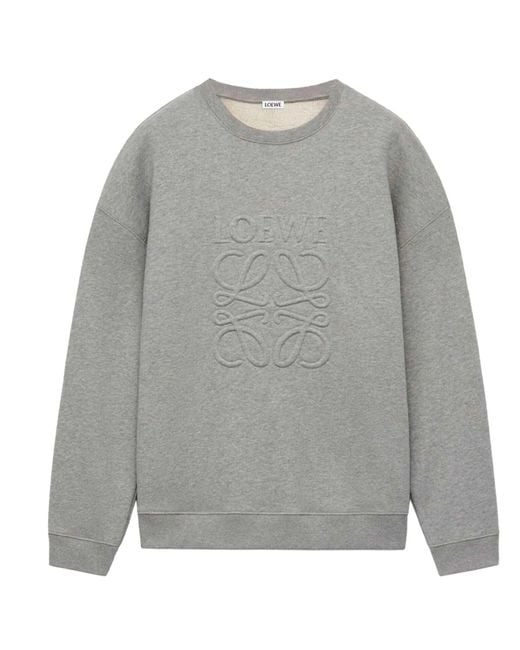 Loewe Gray Anagram Tonal Logo Relaxed Fit Crewneck Sweatshirt for men