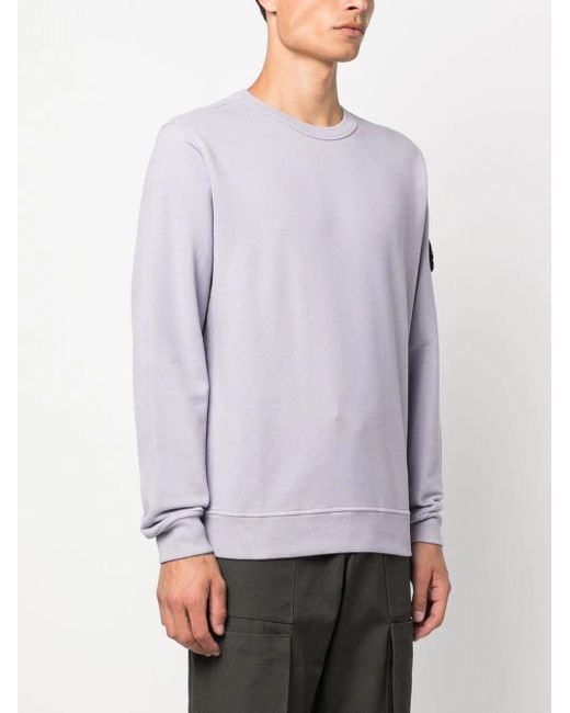 Stone Island Purple Compass Motif Jersey Fleece Sweatshirt for men