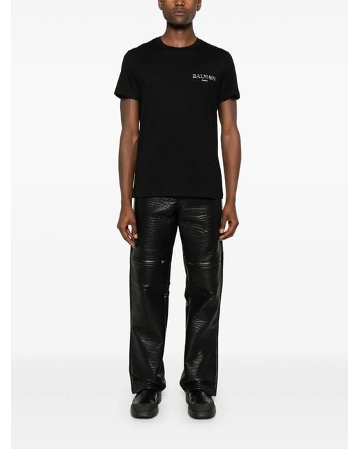 Balmain Black Vintage Gel Logo T-Shirt for men