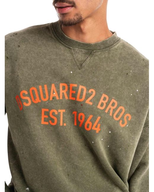 DSquared² Green Paint Splatter Military Sweatshirt for men