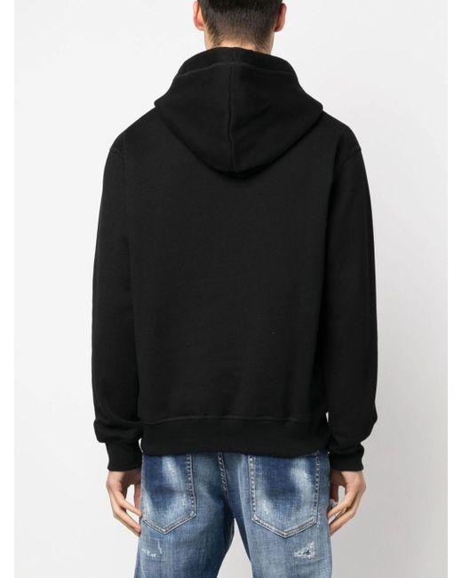 DSquared² Black Icon-Print Hooded Sweatshirt for men