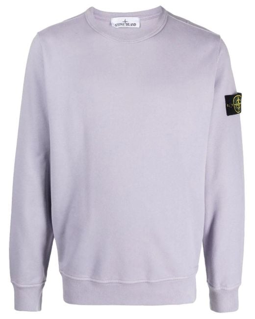 Stone Island Purple Compass Motif Jersey Fleece Sweatshirt for men
