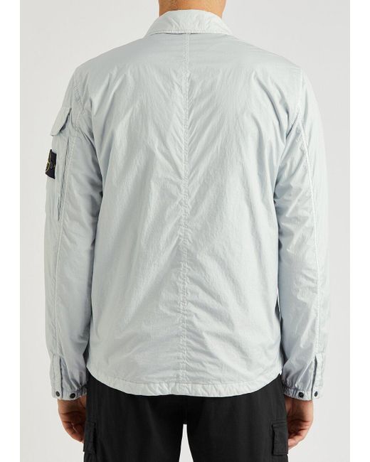Stone Island Gray Crinkle Reps Pearl Shell Overshirt for men