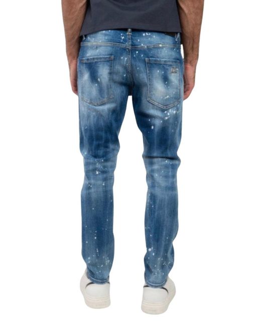 DSquared² Blue Bleach Paint Splatter Jeans for men