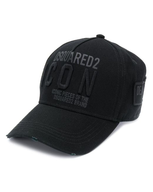 DSquared² Black Iconic Embroidered Baseball Cap for men