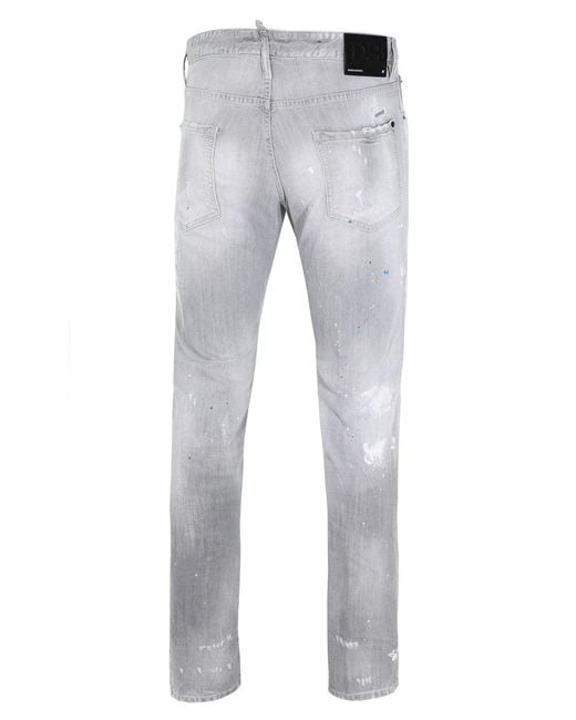 DSquared² Gray Multi Paint Abstract Jeans for men