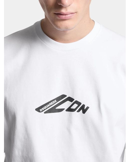 DSquared² White Icon New Generation Loose Fit T-Shirt for men