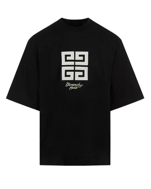 Givenchy Black 4G 1952 Embroidered Logo Oversized T-Shirt for men