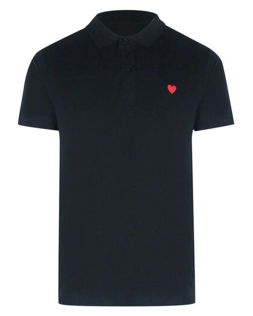 Love Moschino Black Small Heart Polo Shirt for men
