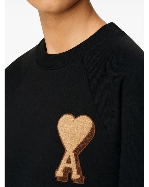 AMI Black Ami De Coeur Patch Logo Sweatshirt for men