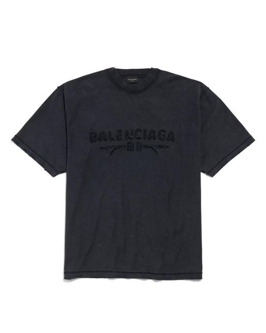 Balenciaga Blue Logo Patch T-Shirt for men