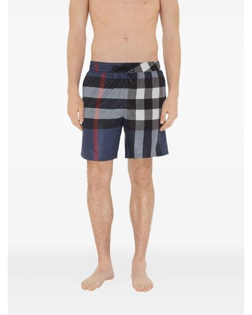 Burberry Blue Check Swim Shorts for men