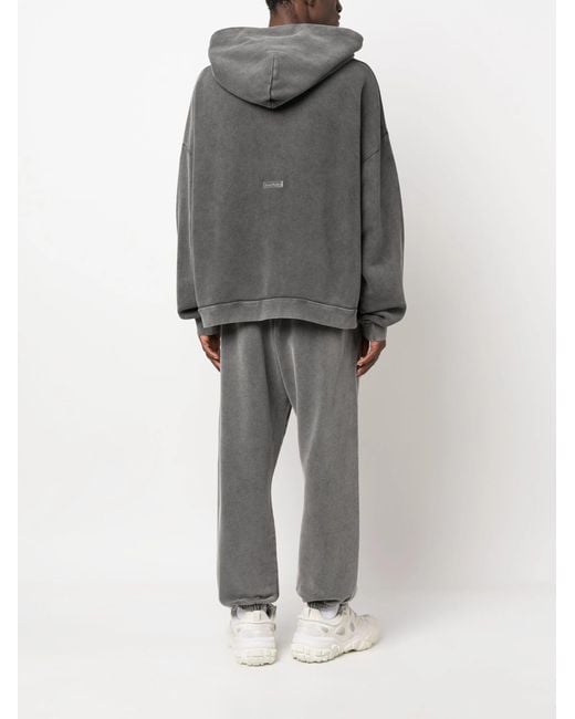 Acne Gray Logo Cotton Hoodie for men