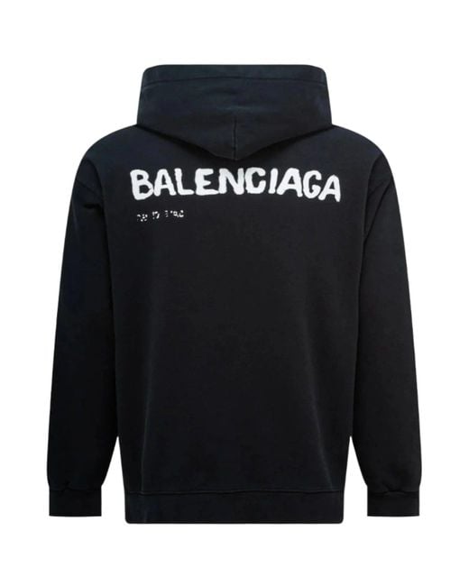 Balenciaga Black Hand Drawn-Logo Hoodie for men