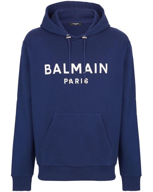 Balmain Blue Logo Hoodie for men