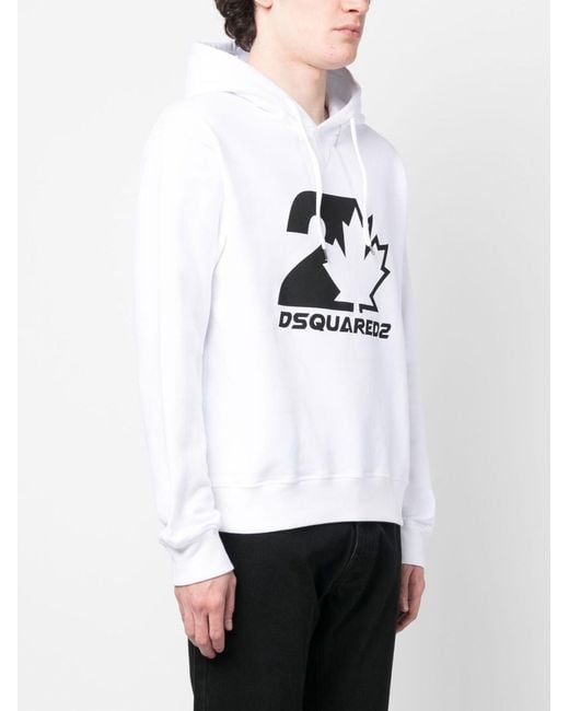 DSquared² White Cool Fit Maple Leaf Hoodie for men