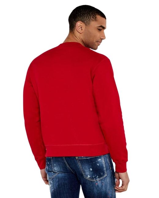 DSquared² Red Milano Flocked Logo Sweatshirt for men