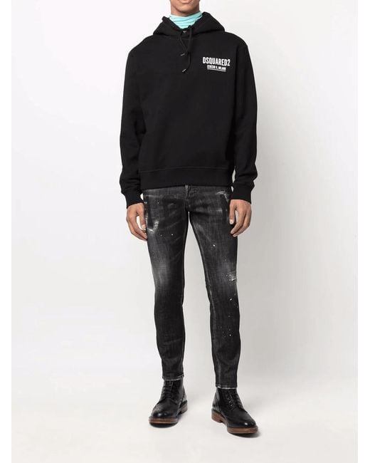 DSquared² Black Icon Printed Cool Guy Jeans for men