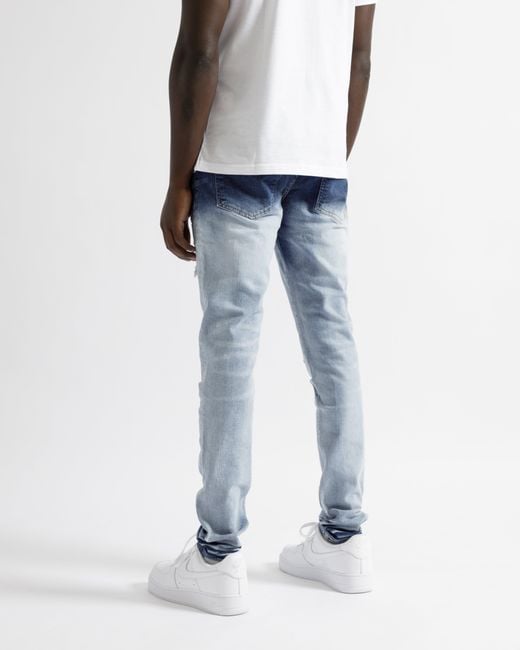 Magrit Blue Cannes Gradient Faded Ripped Jeans for men