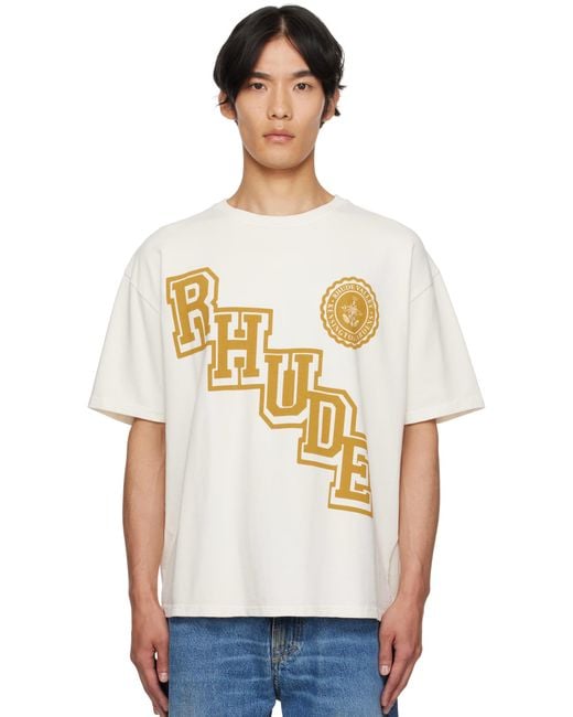 Rhude White Collegiate Crest T-Shirt for men