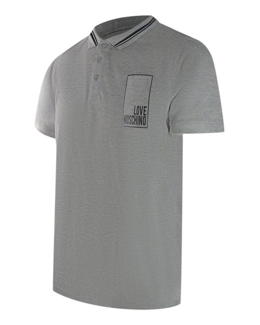 Love Moschino Gray Box Logo Polo Shirt for men