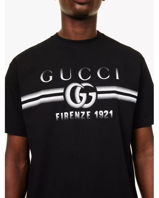 Gucci Black Interlocking Blur Logo T-Shirt for men