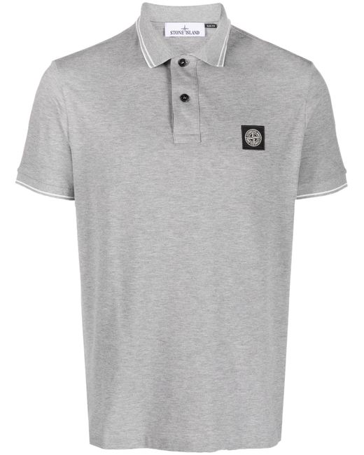 Stone Island Gray Compass Patch Logo Polo for men